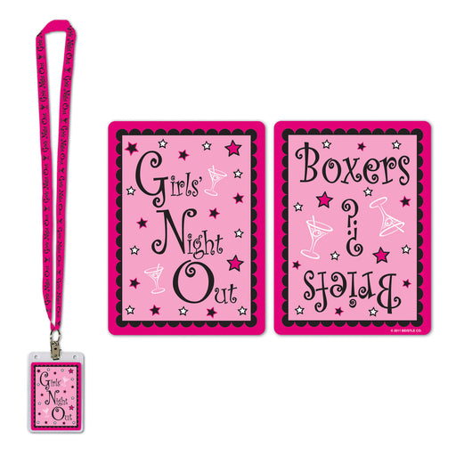Girls' Night Out Party Pass – 25" – (1/Card) by Beistle for Bachelorette Lanyards