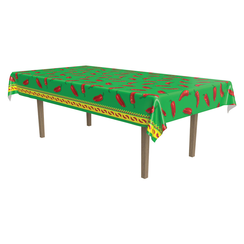 Chili Pepper Tablecover – 54" x 108" – (1/Pkg) by Beistle for Fiesta/Cinco de Mayo Table Covers - Patterned