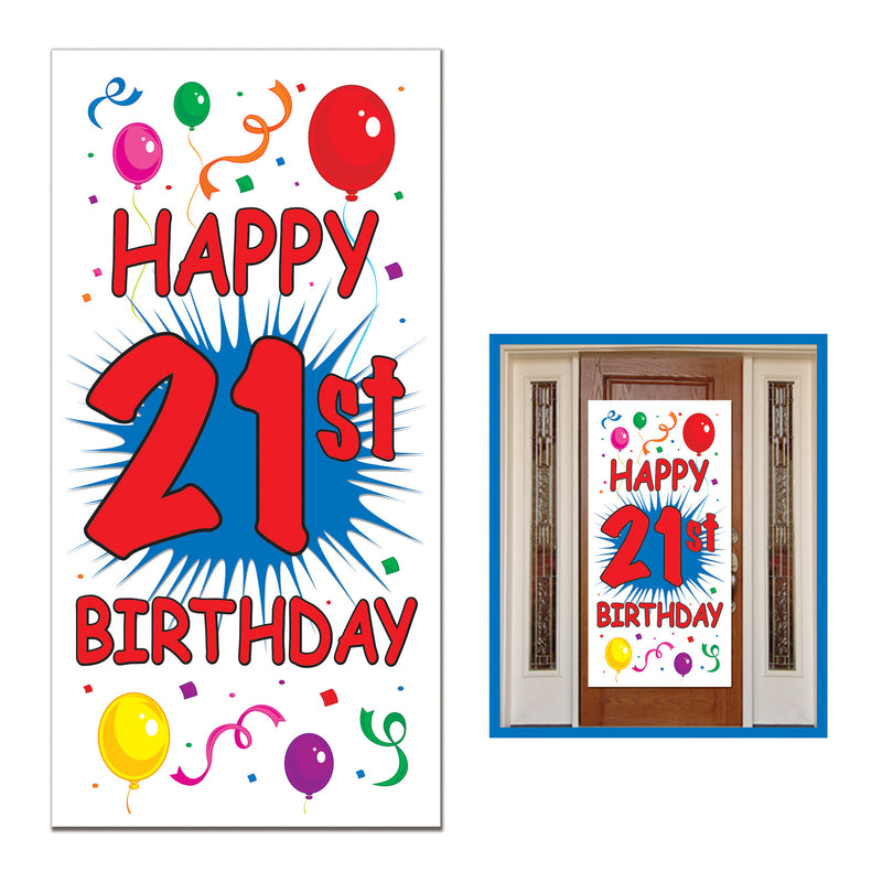 "21st" Birthday Door Cover – 5' x 30" – (1/Pkg) by Beistle for 21st Birthday Door Covers