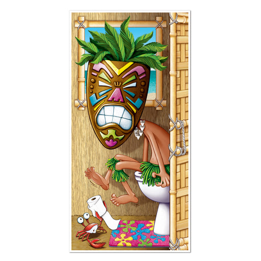 Tiki Man Restroom Door Cover – 5' x 30" – (1/Pkg) by Beistle for Luau Door Covers