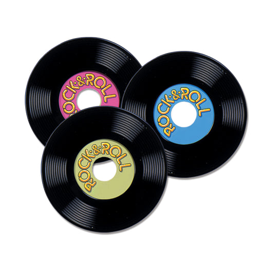 Personalize Plastic Records – 9" – (3/Pkg) by Beistle for 50's/Rock & Roll Plastic Decorations