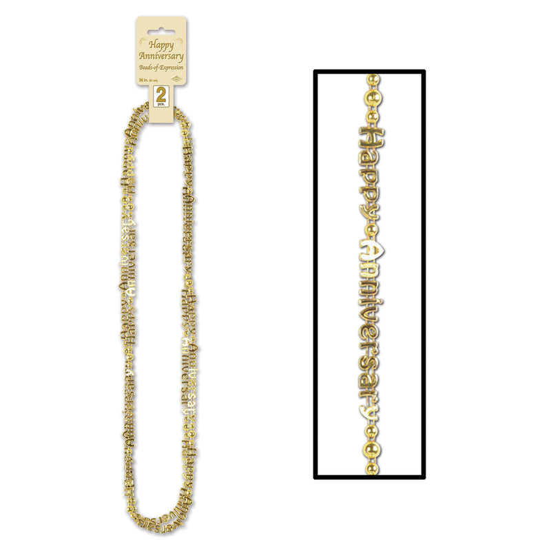 Happy Anniversary Beads-Of-Expression – 36" – (2/Card) by Beistle for Anniversary Novelty Beads