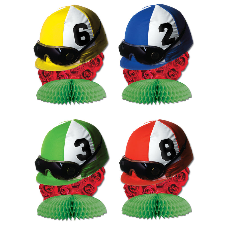 Jockey Helmet Mini Centerpieces – 4½" – (4/Pkg) by Beistle for Derby Day Tissue