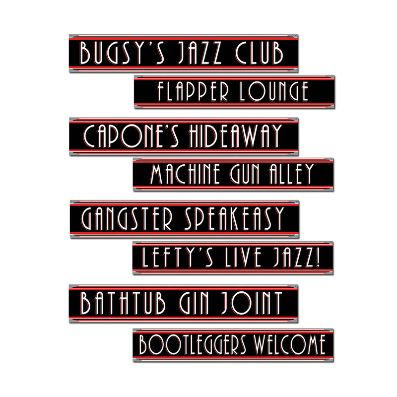Gangster Street Sign Cutouts – 4" x 24" – (4/Pkg) by Beistle for 20's Printed