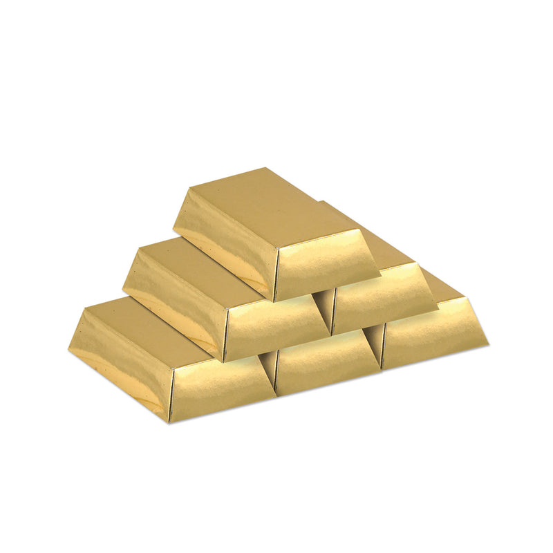 Foil Gold Bar Favor Boxes – 3" x 1½" x ¾" – (12/Pkg) by Beistle for Pirate Favor Boxes