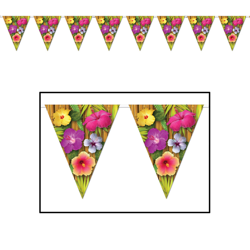 Luau Pennant Banner – 11" x 12' – (1/Pkg) by Beistle for Luau Pennant Banners