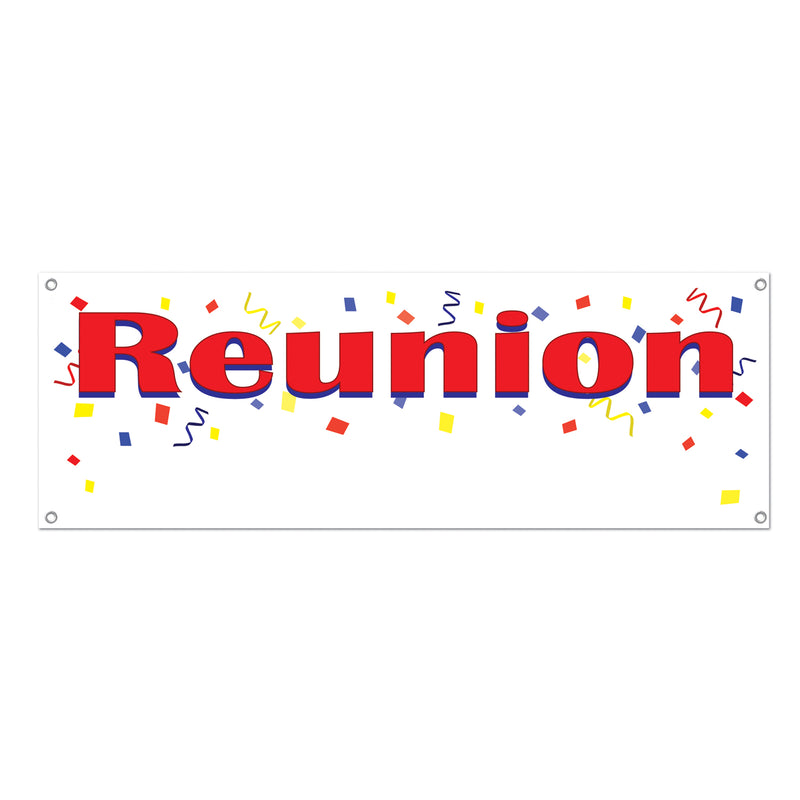 Reunion Sign Banner – 5' x 21" – (1/Pkg) by Beistle for General Occasion All-Weather