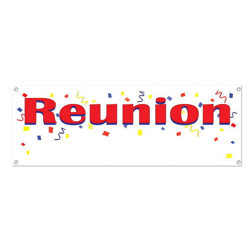 Reunion Sign Banner – 5' x 21" – (1/Pkg) by Beistle for General Occasion All-Weather