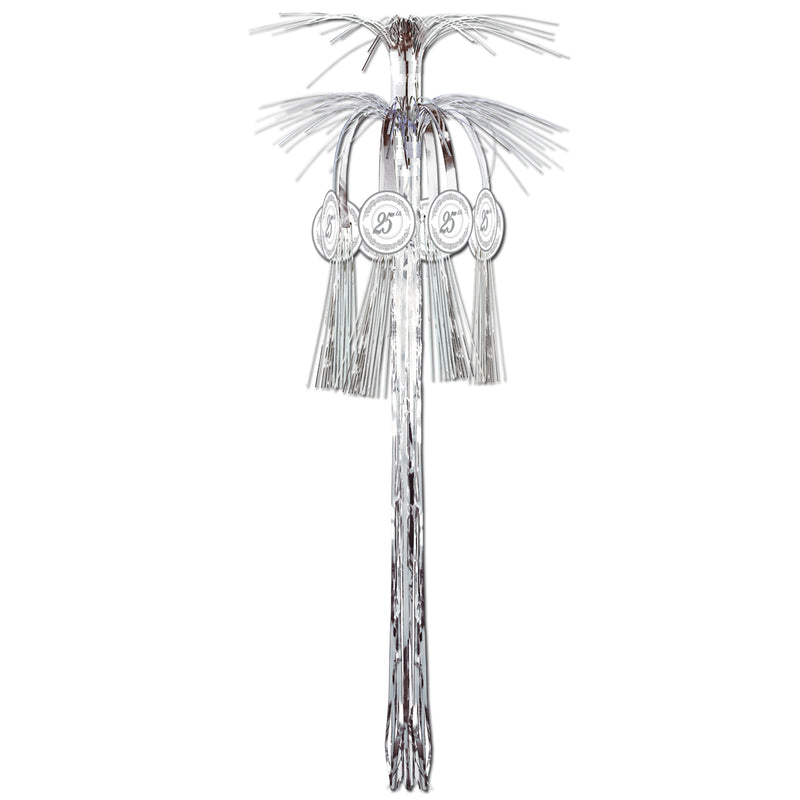 "25th" Anniv Cascade Hanging Column – 3' – (1/Pkg) by Beistle for Anniversary Metallic
