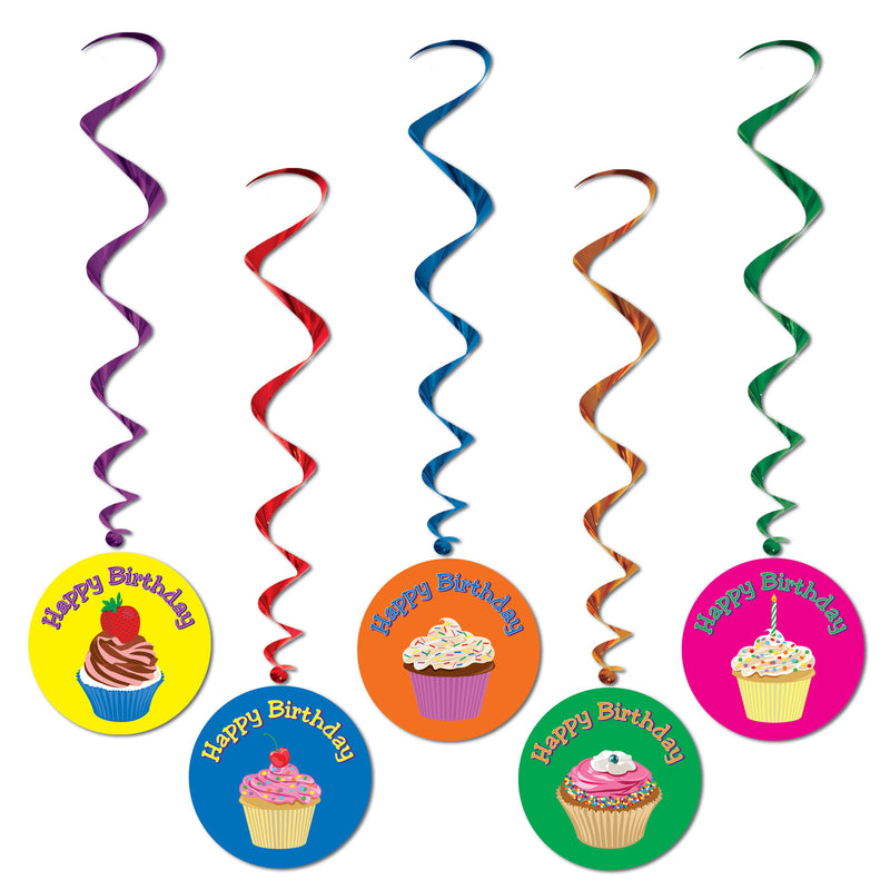 Happy Birthday Whirls – 3' 4" – (5/Pkg) by Beistle for Birthday Whirls