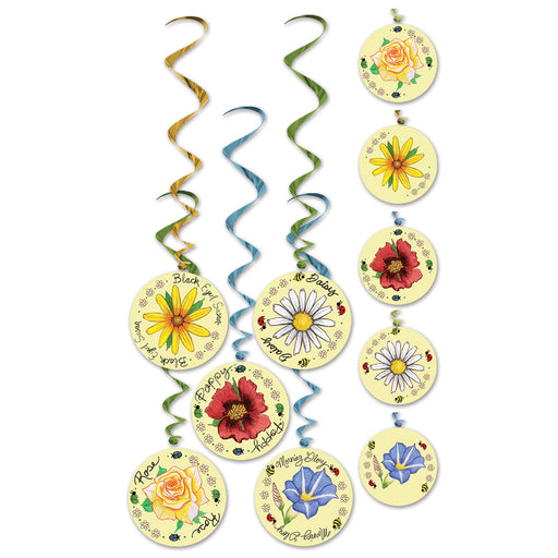 Flower Whirls – 3' 4" – (5/Pkg) by Beistle for Baby Shower Whirls