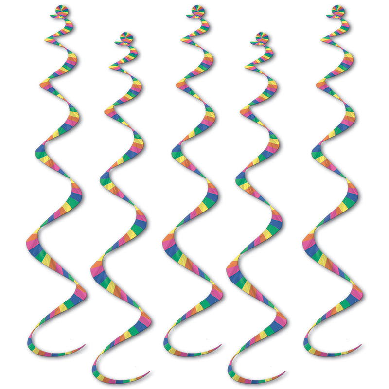 Printed Stripes Twirly Whirlys – 24" – (5/Pkg) by Beistle for Birthday Whirls
