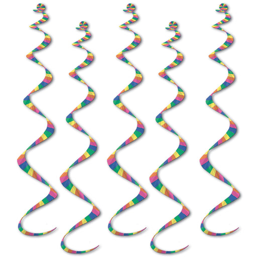 Printed Stripes Twirly Whirlys – 24" – (5/Pkg) by Beistle for Birthday Whirls