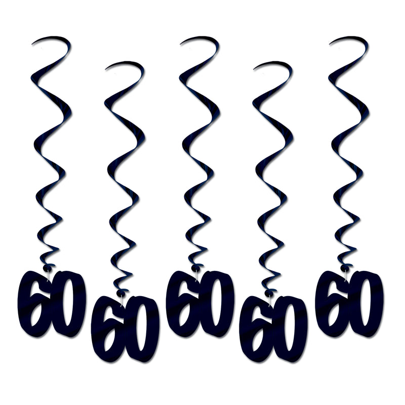 "60" Whirls – 3' – (5/Pkg) by Beistle for Over-The-Hill Whirls