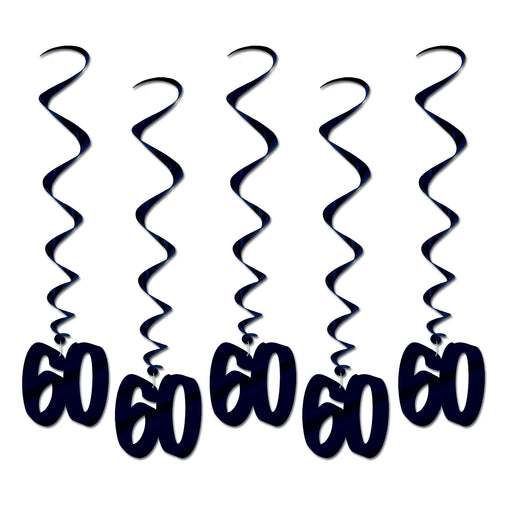 "60" Whirls – 3' – (5/Pkg) by Beistle for Over-The-Hill Whirls