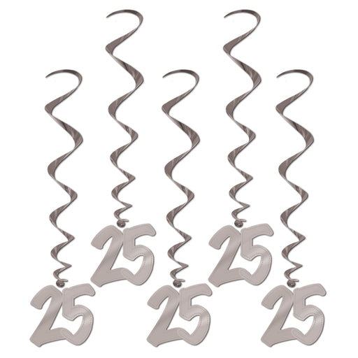 "25th" Anniversary Whirls – 3' – (5/Pkg) by Beistle for Anniversary Whirls
