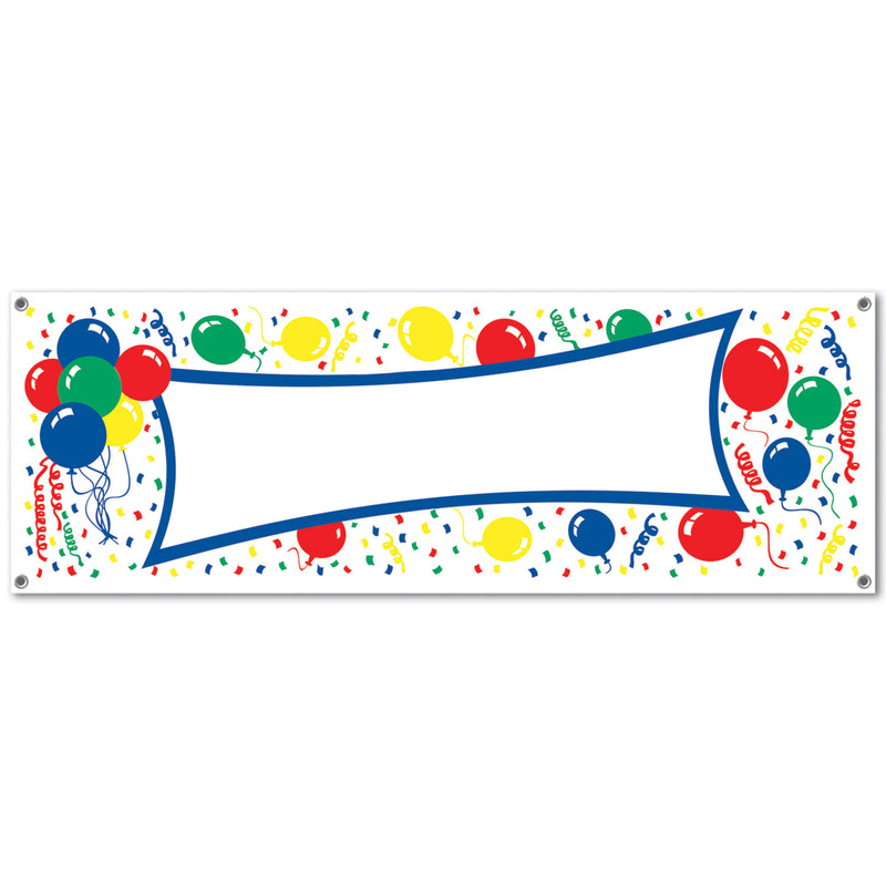 Balloons Sign Banner – 5' x 21" – (1/Pkg) by Beistle for Birthday All-Weather