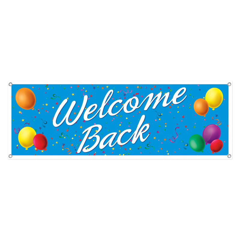 Welcome Back Sign Banner – 5' x 21" – (1/Pkg) by Beistle for General Occasion All-Weather