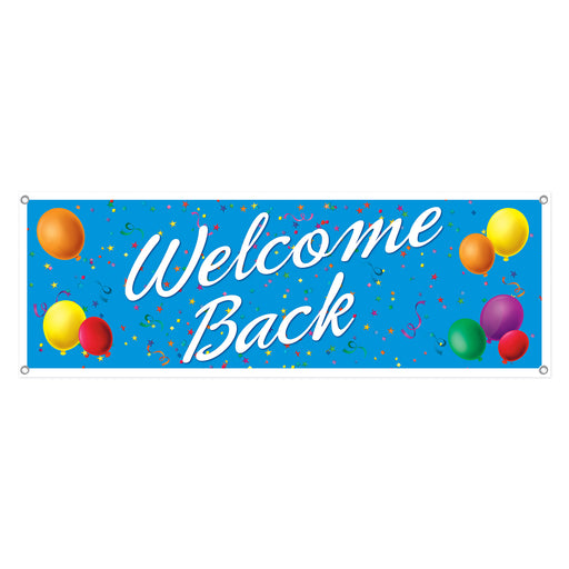 Welcome Back Sign Banner – 5' x 21" – (1/Pkg) by Beistle for General Occasion All-Weather