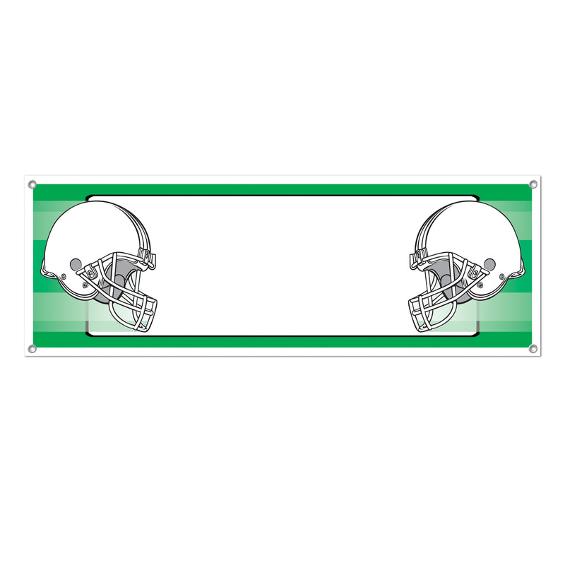 Opposing Helmets Sign Banner – 5' x 21" – (1/Pkg) by Beistle for Football All-Weather