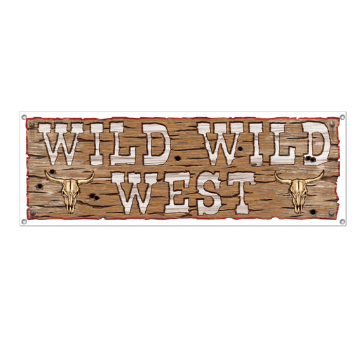 Wild Wild West Sign Banner – 5' x 21" – (1/Pkg) by Beistle for Western All-Weather