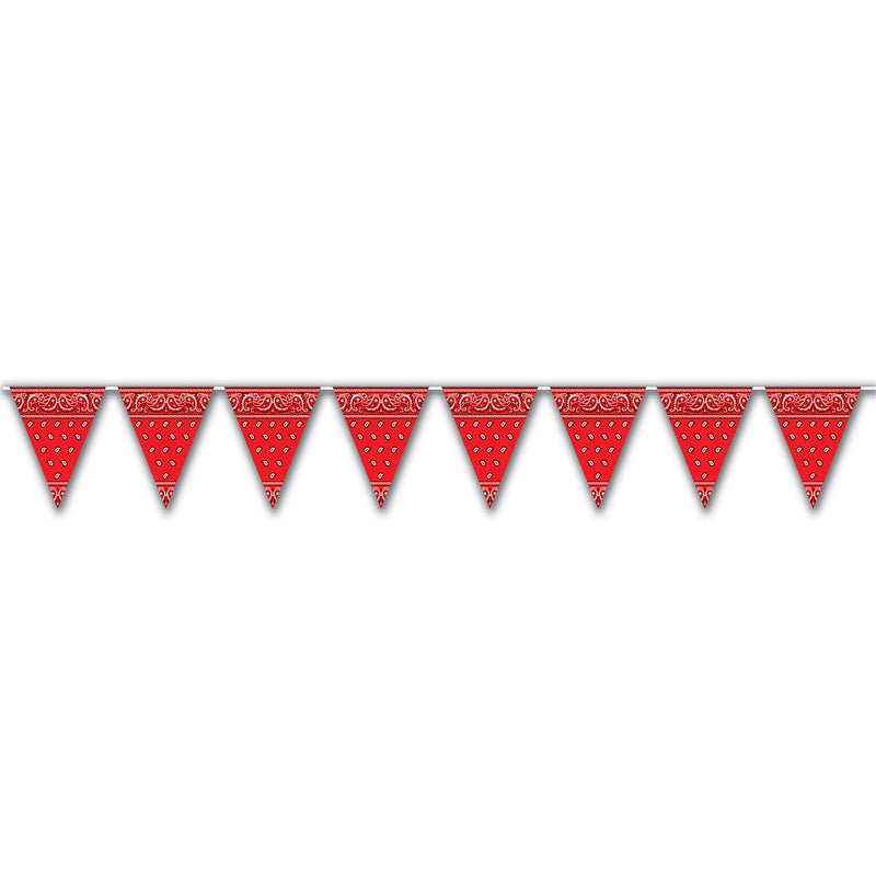 Bandana Pennant Banner – 11" x 12' – (1/Pkg) by Beistle for Western Pennant Banners