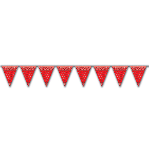 Bandana Pennant Banner – 11" x 12' – (1/Pkg) by Beistle for Western Pennant Banners