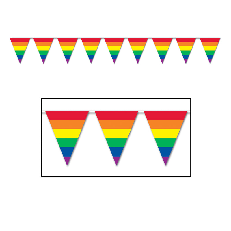 Rainbow Pennant Banner – 11" x 12' – (1/Pkg) by Beistle for Rainbow Pennant Banners