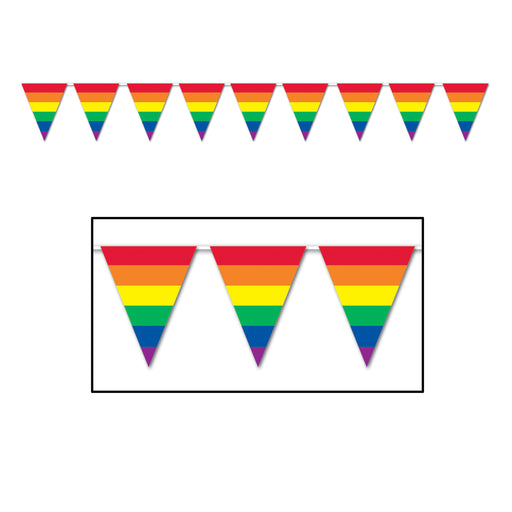 Rainbow Pennant Banner – 11" x 12' – (1/Pkg) by Beistle for Rainbow Pennant Banners