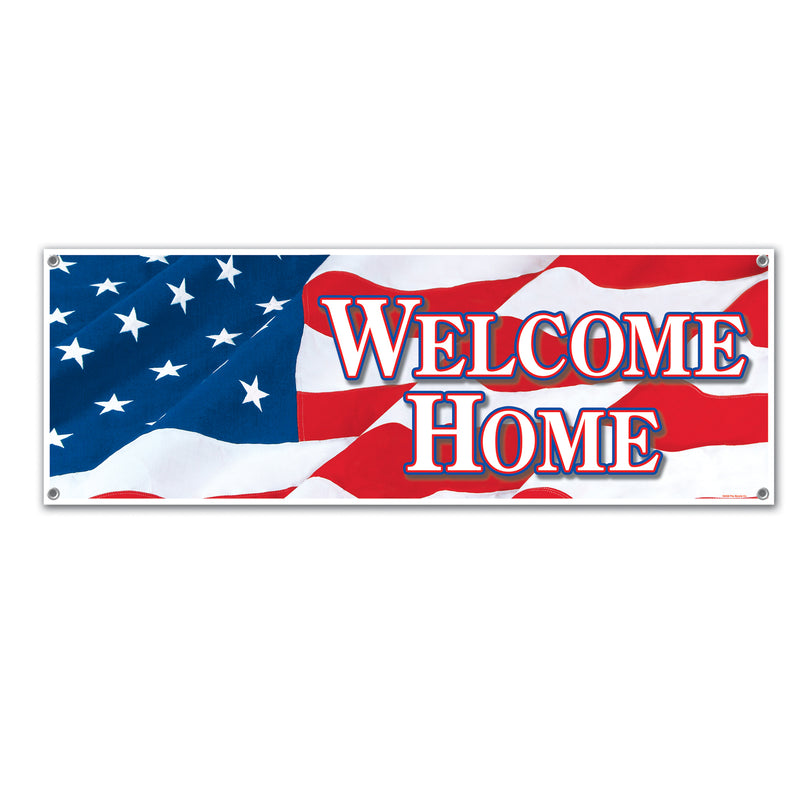 Welcome Home Sign Banner – 5' x 21" – (1/Pkg) by Beistle for Patriotic All-Weather