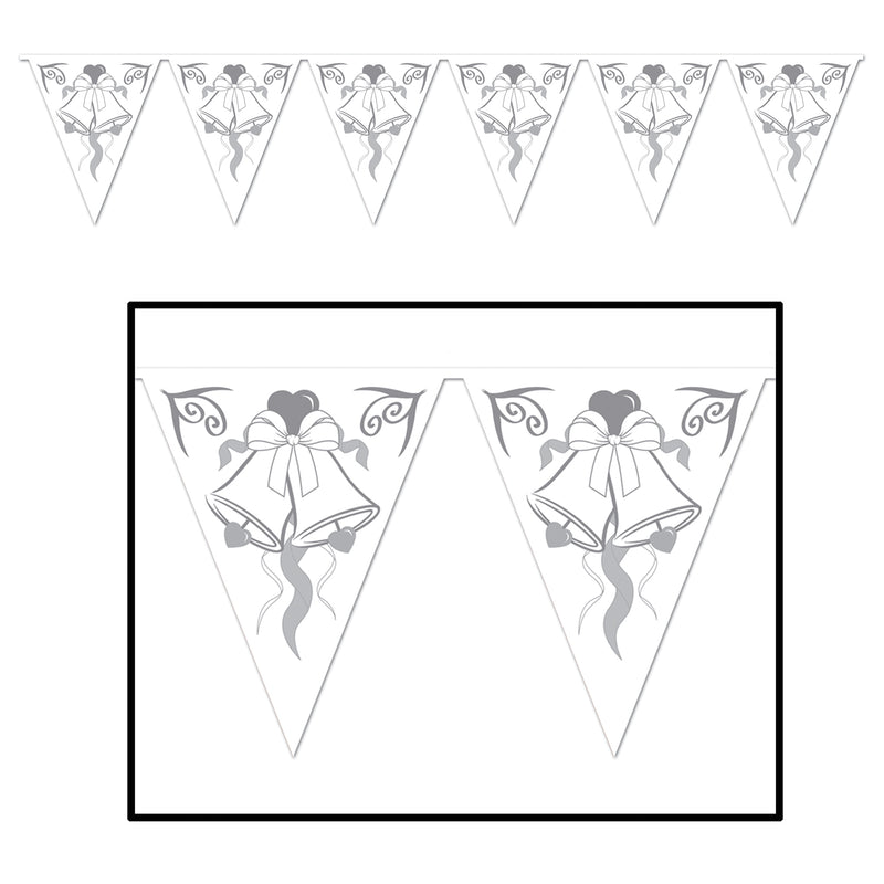 Wedding Bells Pennant Banner – 11" x 12' – (1/Pkg) by Beistle for Wedding Pennant Banners
