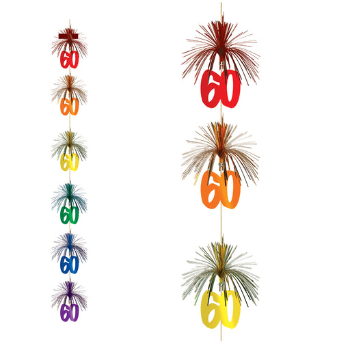 "60" Firework Stringer – 7' – (1/Pkg) by Beistle for Birthday-Age Specific Stringers