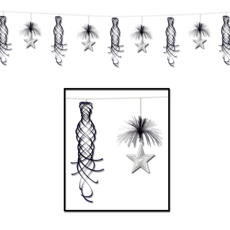 Star Shimmer Garland – 10' – (1/Pkg) by Beistle for New Years Metallic