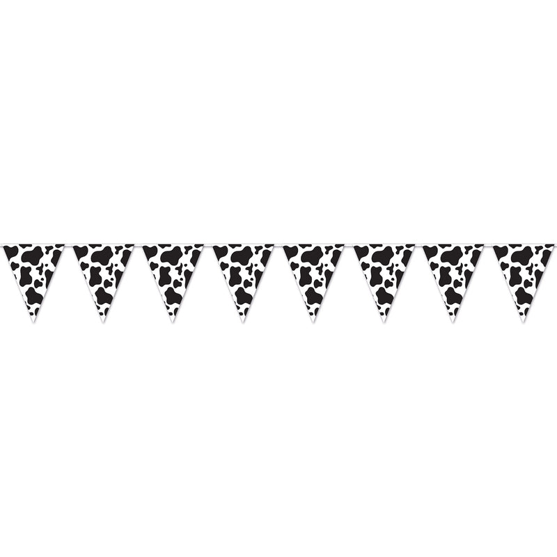 Cow Print Pennant Banner – 11" x 12' – (1/Pkg) by Beistle for Farm Pennant Banners