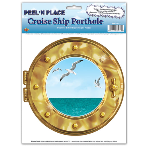 Cruise Ship Porthole Peel 'N Place – 12" x 15" Sh – (1/Sh) by Beistle for Nautical Peel 'N Place