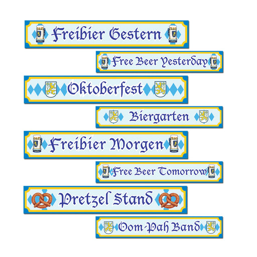 Oktoberfest Sign Cutouts – 4" x 24" – (4/Pkg) by Beistle for Oktoberfest Printed