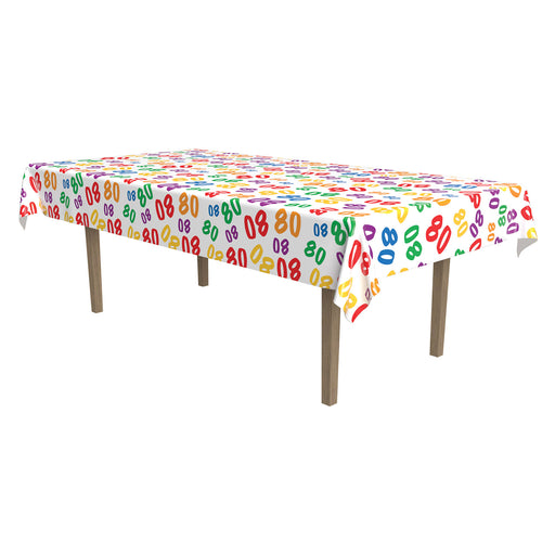 "80" Tablecover – 54" x 108" – (1/Pkg) by Beistle for Birthday-Age Specific Table Covers - Patterned
