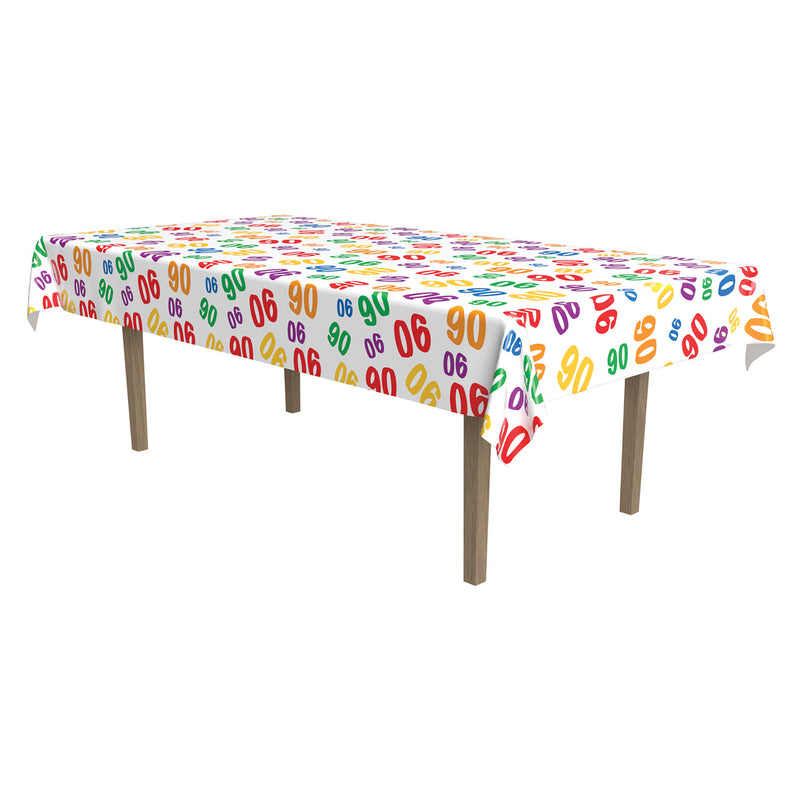 "90" Tablecover – 54" x 108" – (1/Pkg) by Beistle for Birthday-Age Specific Table Covers - Patterned