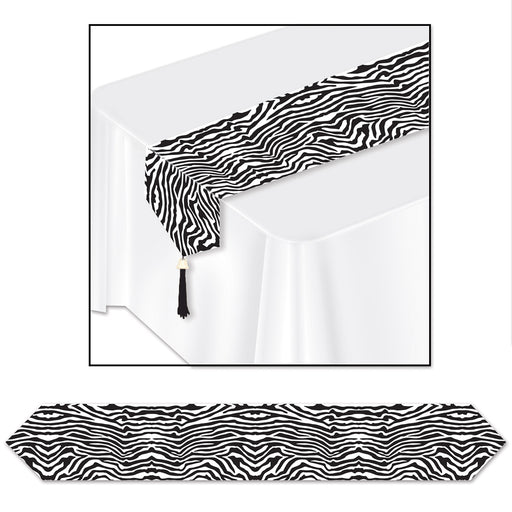 Printed Zebra Print Table Runner – 11" x 6' – (1/Pkg) by Beistle for Jungle Table Runners - Printed