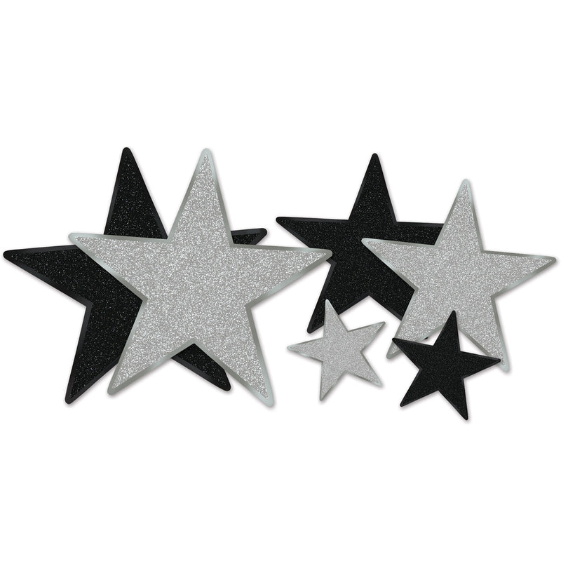 Glittered Foil Star Cutouts – Asstd – (6/Pkg) by Beistle for Awards Night Foil