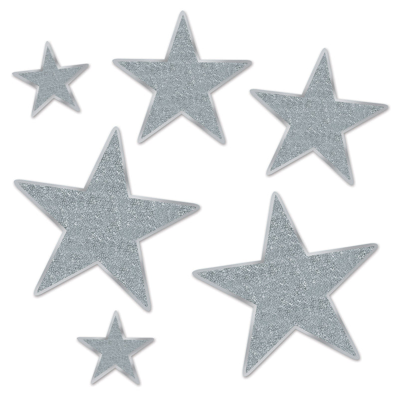 Glittered Foil Star Cutouts – Asstd – (6/Pkg)