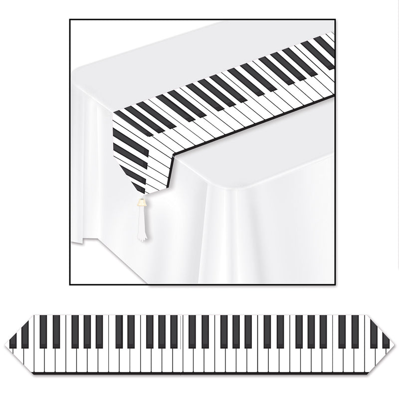 Printed Piano Keyboard Table Runner – 11" x 6' – (1/Pkg) by Beistle for Music Table Runners - Printed