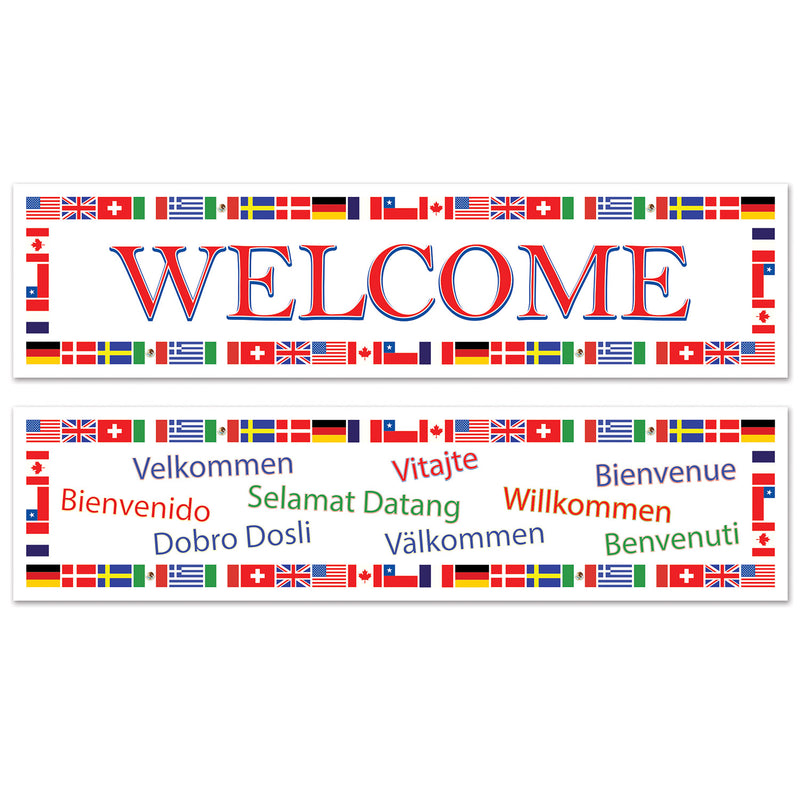 International Welcome Banners – 15" x 5' – (2/Pkg) by Beistle for International All-Weather