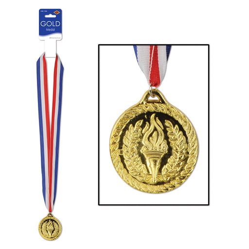 Gold Medal w/Ribbon – 30" w/2" Medal – (1/Card) by Beistle for Sports Awards