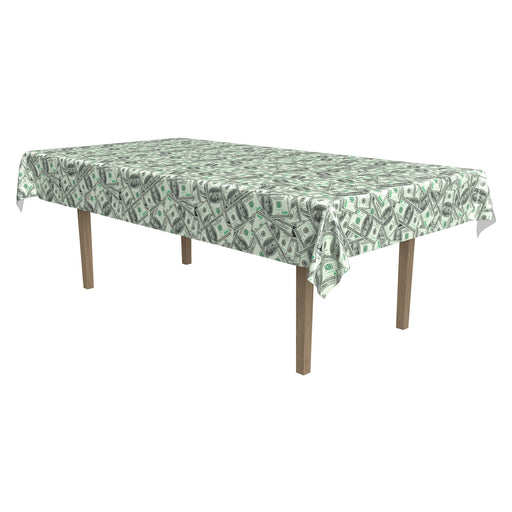 Big Bucks Tablecover – 54" x 108" – (1/Pkg) by Beistle for Casino Table Covers - Patterned