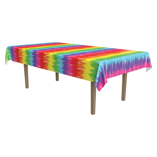 Tie-Dyed Tablecover – 54" x 108" – (1/Pkg) by Beistle for 60's Table Covers - Patterned