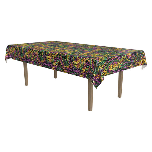 Mardi Gras Beads Tablecover – 54" x 108" – (1/Pkg) by Beistle for Mardi Gras Table Covers - Patterned
