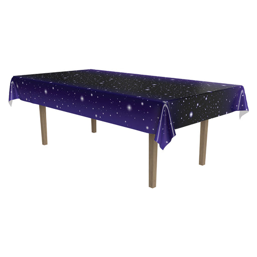 Starry Night Tablecover – 54" x 108" – (1/Pkg) by Beistle for Space Table Covers - Patterned