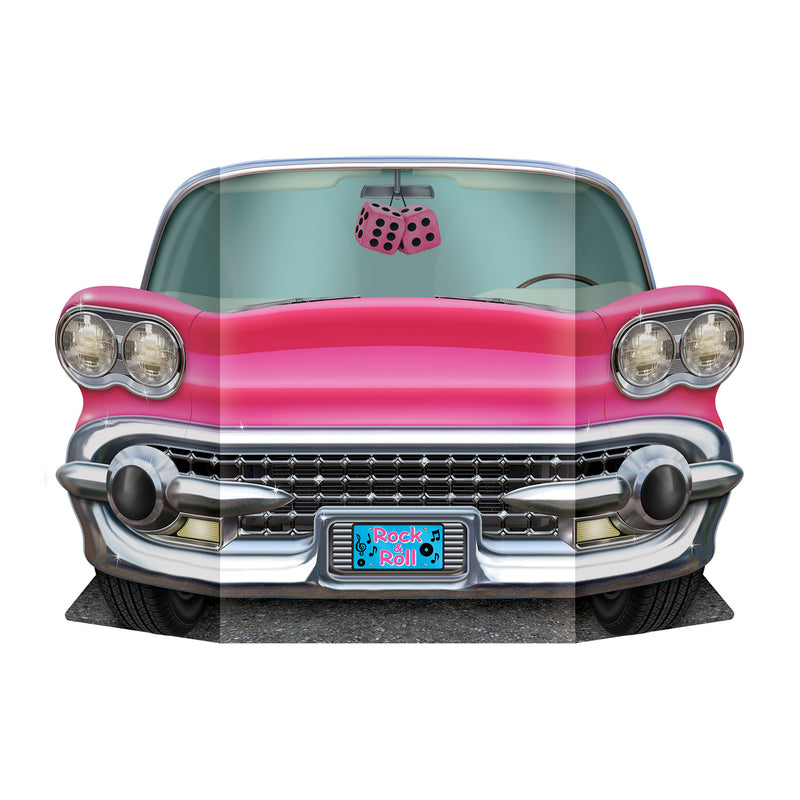 Pink Convertible Photo Prop – 3' ½" x 25" – (1/Pkg) by Beistle for 50's/Rock & Roll Photo Props