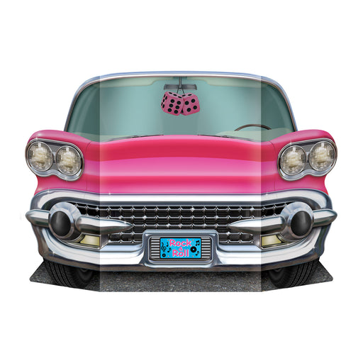 Pink Convertible Photo Prop – 3' ½" x 25" – (1/Pkg) by Beistle for 50's/Rock & Roll Photo Props